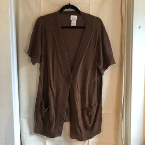 3/$15 - Only Necessities Sz L Brown Lightweight Short Sleeve Cardigan Sweater